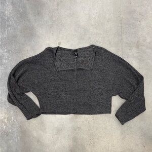 Windsor Cropped Knit Sweater | Gray Long Sleeve Crop Top
